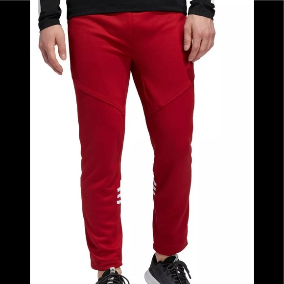 adidas 3 stripe red track pants